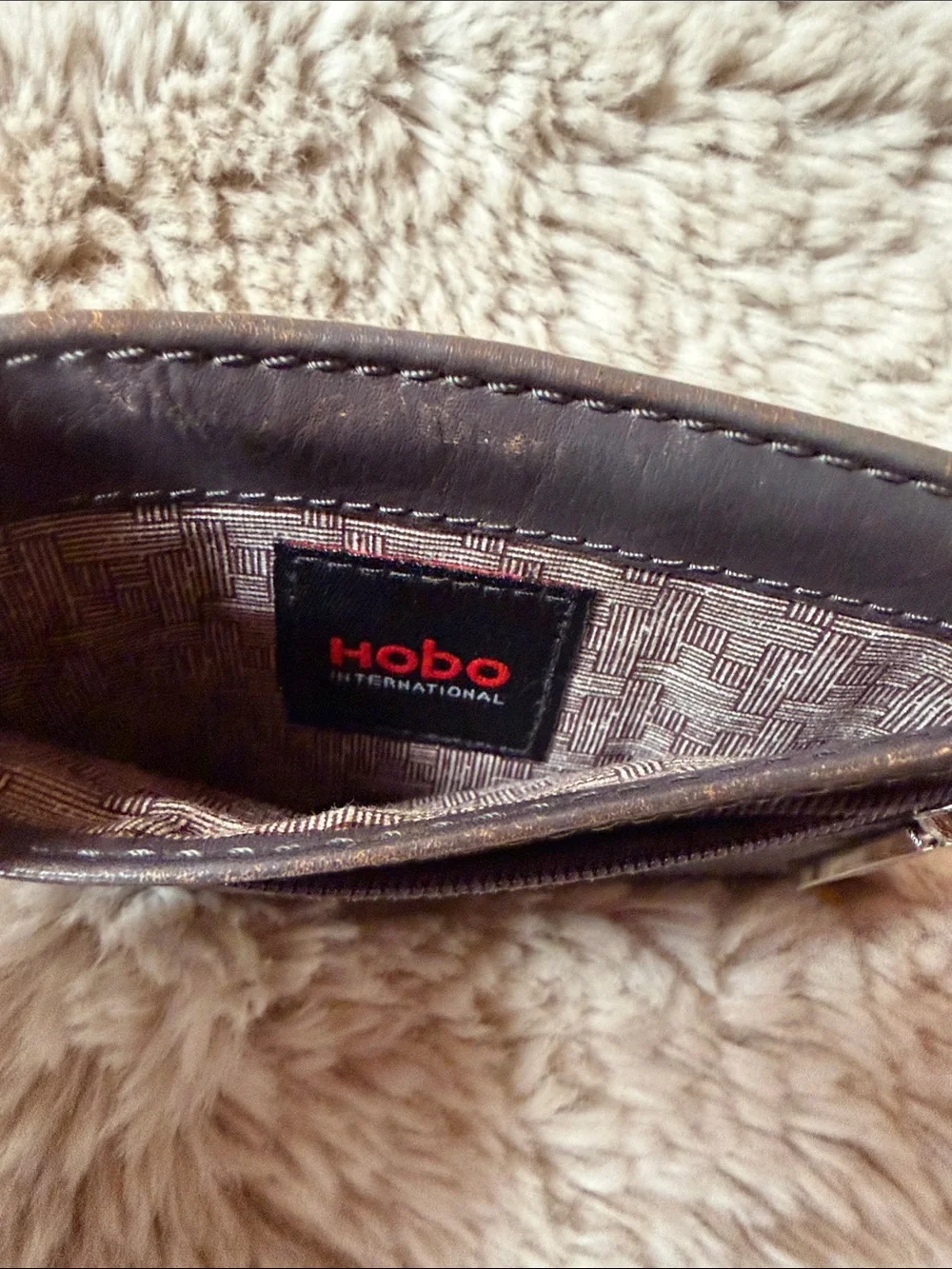 HOBO Black Leather Card & ID Holder with Patterned ID Window